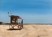 Load image into Gallery viewer, &quot;Newport Lifeguard Tower&quot; 5&quot; x 7&quot; oil
