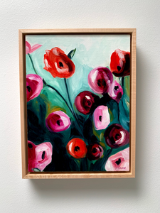 9" x 12" "Wild Poppies" framed Oil on paper