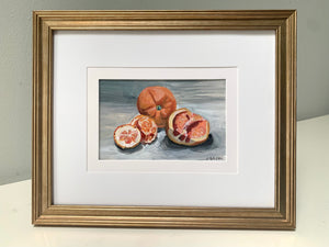 "Cora Cora Orange 3"  Framed 4" x 6" Acrylic on Paper.