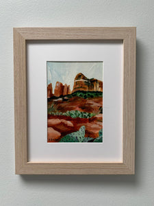 5" x 7" Desert Reds" framed Oil on paper